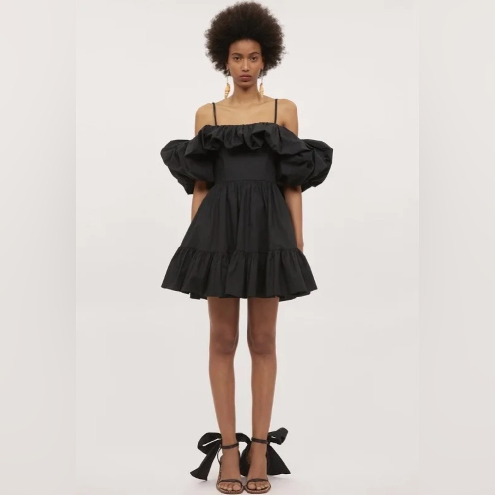 Ulla Johnson | Lila cold-shoulder gathered cotton-poplin mini dress In Black 2
